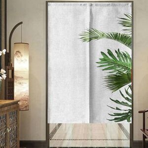 DOTBUY-SHOP Door Curtain, Green Banana Leaf Indoor Blackout Curtains Linen Fly Curtains for Doors for Bistro, Kitchen, Sushi, Window Curtain Decorative Cut Off Door BlindsA (65x90,Grass)