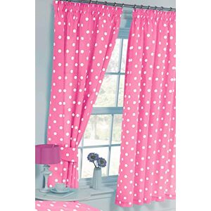 My Home 66"x72" Polka Dot Pink/White, Curtains + Matching Tie-Backs, Modern Spot Dot Design