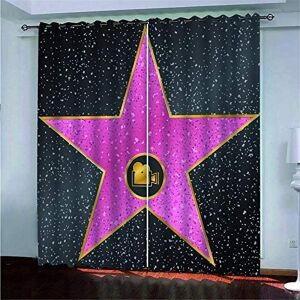 Generic Blackout Curtains 3D Star Solid Color Eyelet Curtains Super Soft Thermal Curtains 140(W) X 160(H)Cm Polyester Blocking Window Treatments Energy Saving For Boys' Bedroom/Kitchen, 2 Pieces -3Y9P-Q0U4-3