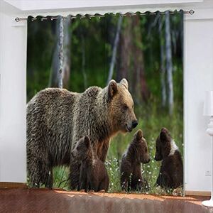 Generic Blackout Curtains For Living Room 3D Animal Brown Bear Super Soft Eyelet Curtains For Bedroom 280(W) X 250(H) Cm Drop Noise Reduce Curtains For Kids Nursery Home Decoration 2 Panels -8U2V-R0P4-6