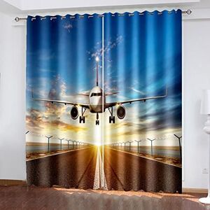 Generic Blackout Curtains Bedroom Sunset Space Shuttle 140(W) X 160(H)Cm Printing Soft Polyester Fabric Thermal Insulated Curtain 3D Photo Eyelet Window Curtain For Livingroom Children'S Room 2 P -4U7A+X9G9-1