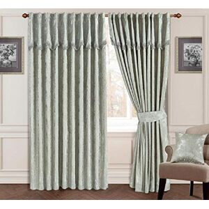 Householdfurnishing Curtains Glitter Jacquard Fully Lined With Pelmet Tiebacks (Silver, 90x72)