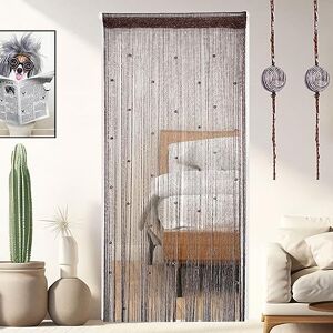 OSVINO 2 PACK Beaded Curtains Brown Crystal beaded doorway curtain 100x200cm Tassel Glitter String Curtains Room Dividers Window Door Curtain Screen Hanging Partition Curtain for Home Party Decoration