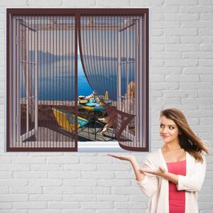GUOGAI Magnetic Fly Screen Door 180 x 130 cm(71 x 51inch) Walk Through Screen Door Insect Screen Mesh Mosquito Door Curtain Keep Bug Out Let Fresh Air in for All Kinds of Window, Brown