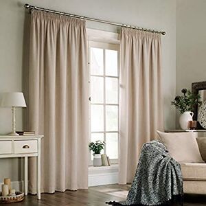 Furn Harrison Ringtop Eyelet Curtains (Pair) -Ready Made-Polyester-Oatmeal-168cm x 137cm, Polyester, Oatmeal, 168 x 137cm (66" x 54" inches)