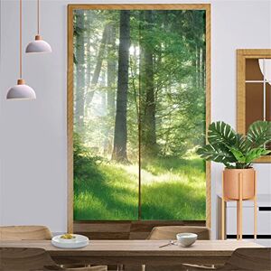 Surwin Japanese Noren Doorway Curtain Linen printed Artistic Style Door Curtain Window Treatment Tapestry for Kitchen Bistro Partition Shading Home Decorative (75x150cm,green forest)