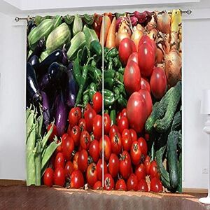 Generic Blackout Curtain Set For Bedroom 3D Print Veggie Red Tomato Chili Curtains For Children'S Room Sliding Curtain Opaque For Decoration Living Room Dining Room Hotel Office 280(W) X 250(H)Cm -7P4C+A8U7-3