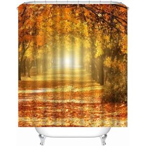 Generic Maple Leaf Shower Curtain Autumn Landscape Shower Curtains Mould Proof Resistant 3D Shower Curtain 240 x 200 cm Decorative Bathroom Curtains Waterproof Fabric with 12 Hooks D1043