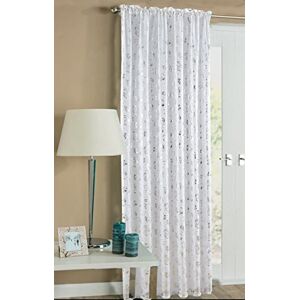 Intimates White 59" x 48" Glitter Sheer Shimmer Chic Voile Panel/Net Curtain Ring Top Eyelet Panel- Geneva