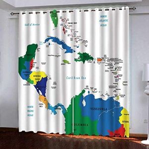 Generic 3D Curtains Blackout 140(W) X 160(H) Cm World Map Photo 3D Printing 100% Microfiber Blackout Thermal Insulated Noise Reduce Soft Eyelet Curtains For Living Room Bedroom Home Decoration -6U0B-P3K0-8