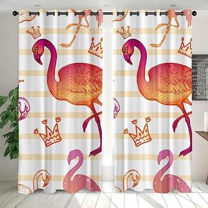 Generic Blackout Curtains Eyelet For Living Room Basic Curtain, Crown Flamingo 2 X 140 X 250 Cm Blackout Curtains 3D Insulated Curtain Polyester For Bedroom Children'S Room Office -8I2G8M3U1T1P1O0I0H3B8T9C2E1