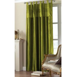 Tony's Textiles SEQUIN EMBROIDERED TAFFETA TAB TOP FAUX SILK CURTAIN PANEL 90" (228CM) DROP BLACK SILVER GOLD BROWN PURPLE TEAL GREEN (Olive Green)