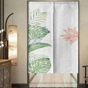 DOTBUY-SHOP Door Curtain, Green Foliage Indoor Blackout Curtains Linen Fly Curtains for Doors for Bistro, Kitchen, Sushi, Window Curtain Decorative Cut Off Door BlindsA (65x90,Leaves)