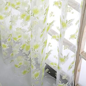 AQ899 Voile Curtain Flower Sheer Drape Fabric Voile Window Panel Curtain 1 Tulle Home Decor Curtains for Living Room 200cm x 100cm