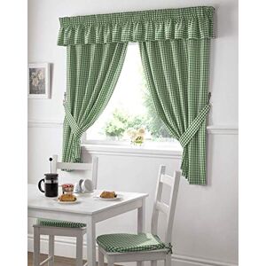 Alan Symonds Maple Textiles Gingham Kitchen Curtains Green 46 x 42, Polyester, 107 l x 117 h centimeters