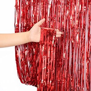 WS UK 2m/2.5m/3m Foil Door Curtain [3m, Red]