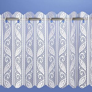 home-expression Pleated vertical blind white net curtain heavy thick floral print traditional lace net curtain 72" INCH (180CM) wide x 72" INCH (183CM) drop approx plain slot top