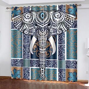 Generic 3D Printing Blackout Curtains Lattice Abstract Elephant Bedroom Privacy Protection Blackout Curtains Energy 100% Polyester Thermal Insulated Curtain/Uv Protection 2 X 140 X 250 Cm -8F5J9J8X8U3R3Q6M6P