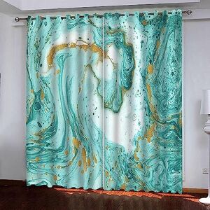 Generic Polyester Blackout Curtains Eyelet 2 X 70 X 160 Cm Abstract Ocean Waves 3D Blackout Window Curtains For Girls Kids Bedroom Kitchen Farmhouse Thermal Insulated Darkening Drapes, 2 Panels -0V7P2L0A0K5U0