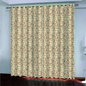 Generic Eyelet Curtains For Bedroom 280(W) X 250(H)Cm Drop Ring Top Blackout Curtains For Living Room 3D Floral Texture Print Pattern Kids Boys Girls Nursery Home Office Window Decoration 2 Panel -6P4T+U8I0-7