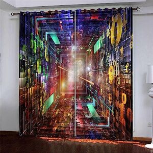 Generic Blackout Curtains For Kids Bedroom 3D City ​​Color Night Scene Curtains Eyelet Darkening Thermal Insulated Ring Top Drapes For Living Room Boys Girls Room 2 Panels 2 X 140 X 250 Cm -9U4V8S2I3P3L1P5L3I