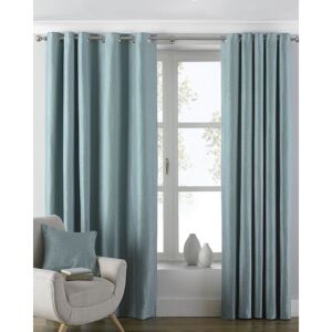 Paoletti Atlantic Twill Woven Eyelet Curtains In Duck Egg Blue - Size 168cm (W) X 137cm (L)
