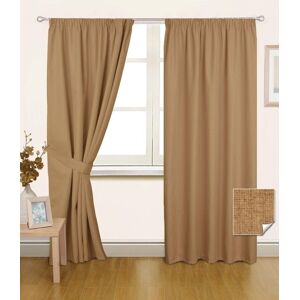 Homescapes Latte Pencil Pleat Blackout Curtain Pair, 66 x 72"