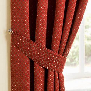 Homescapes Red and Diamond Pattern Matching Curtain Tiebacks