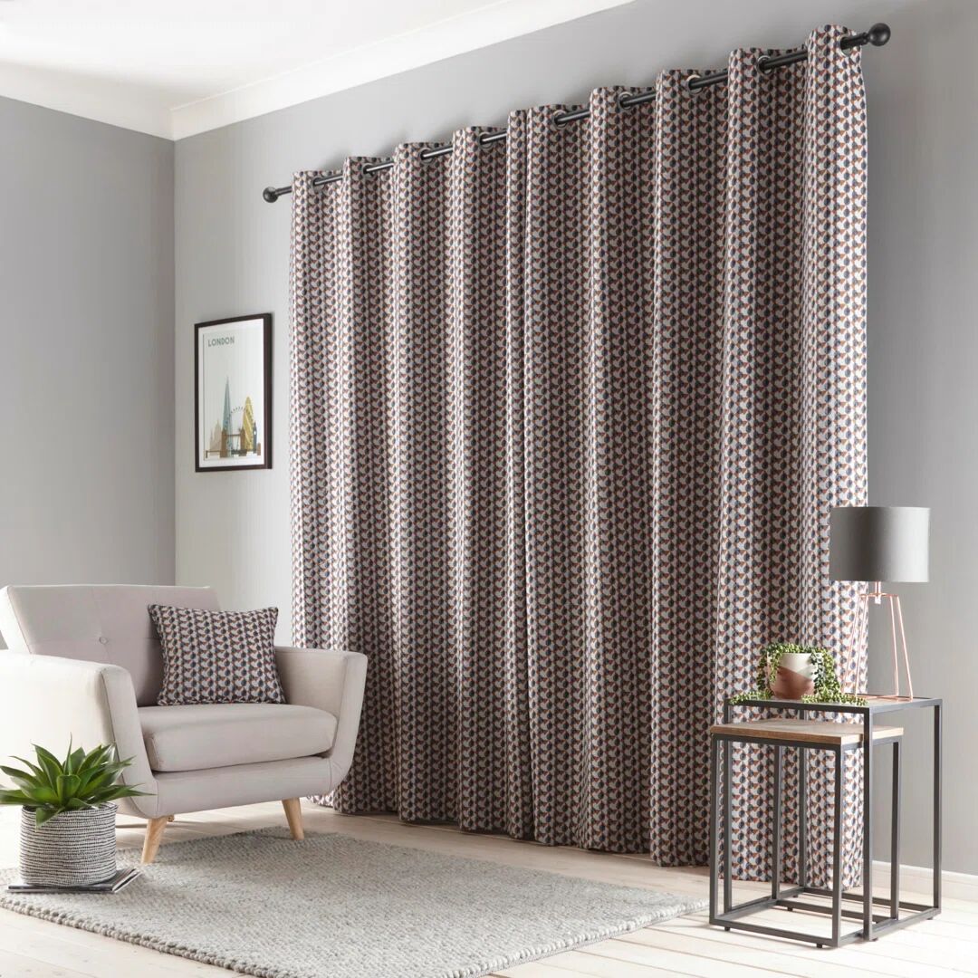 Fusion Eyelet Room Darkening Curtain gray/orange 229.0 H x 229.0 W cm