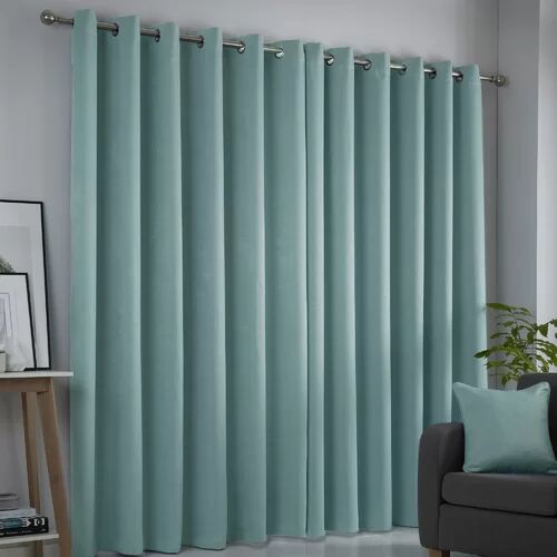 Brambly Cottage Ouida Eyelet Room Darkening Curtain Brambly Cottage Colour: Blue, Panel Size: 229 W x 275 D cm  - Size: 172cm H X 225cm W X 3cm D