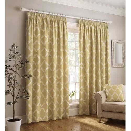 Zipcode Design Chazy Pencil Pleat Room Darkening Curtains Zipcode Design Panel Size: 229 W x 229 D cm, Colour: Citron  - Size: 168 W x 137 D cm