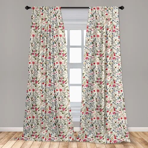 Marlow Home Co. Heloise Birds Roses Room Darkening Curtains Marlow Home Co. W200 x L240cm