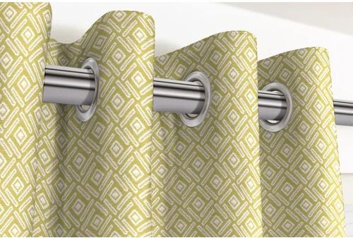 Ebern Designs Kourtnee Eyelet Room Darkening Thermal Curtains Ebern Designs Colour: Yellow/Grey, Panel Size: 228 W x 137 D cm  - Size: 67cm H X 128cm W X 41cm D