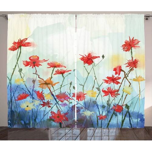 East Urban Home Flowers 2-Piece Pinch Pleat/Tab Top Blackout Thermal Curtains East Urban Home Dimensions per curtain: 140 W x 175 D cm