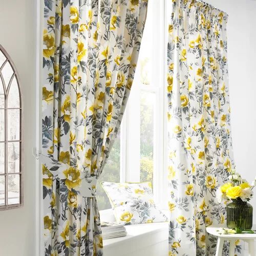 Fleur De Lis Living Eide Pencil Pleat Room Darkening Curtains Fleur De Lis Living Colour: Ochre, Panel Size: 168 W x 229 D cm  - Size: 168 W x 183 D cm