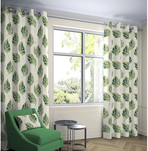 Ebern Designs Boler Leaf Tailored Pencil Pleat Thermal Curtains Ebern Designs Colour: Forest Green, Panel Size: Width 167 x Drop 182 cm  - Size: Width 167 x Drop 228 cm