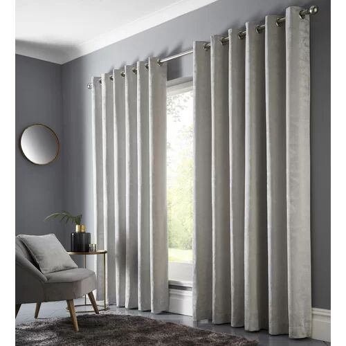 Rosalind Wheeler Geof Eyelet Room Darkening Curtains Rosalind Wheeler Colour: Charcoal, Panel Size: 46 W x 72 D cm  - Size: Rectangle 240 x 340cm