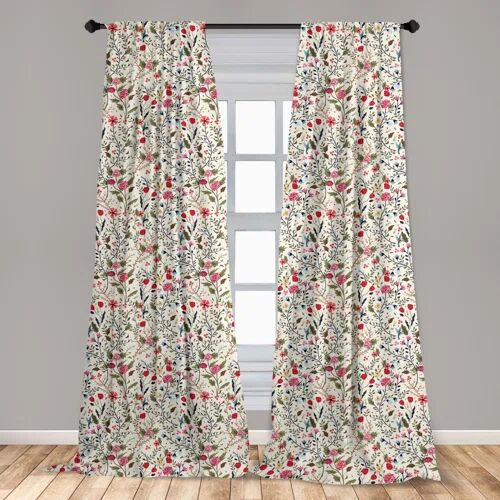 Marlow Home Co. Heloise Birds Roses Room Darkening Curtains Marlow Home Co. Panel Size: Width 150 x Drop 175 cm  - Size: Width 150 x Drop 245 cm