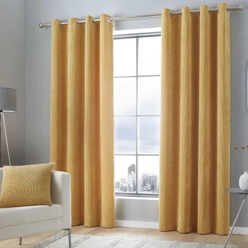 Marlow Home Co. Anthea Eyelet Room Darkening Curtains Marlow Home Co. Colour: Ochre Yellow, Panel Size: 168 W x 183 D cm  - Size: 168 W x 229 D cm