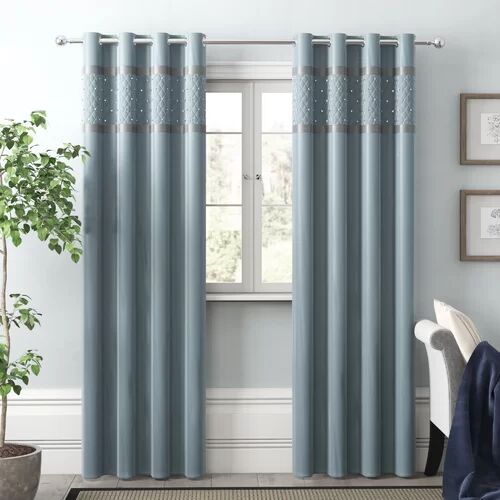 Catherine Lansfield Sequin Cluster Eyelet Curtains Catherine Lansfield Colour: Duck Egg, Size per Panel: 168 W x 229 D cm 183cm -229cm H X 168cm W