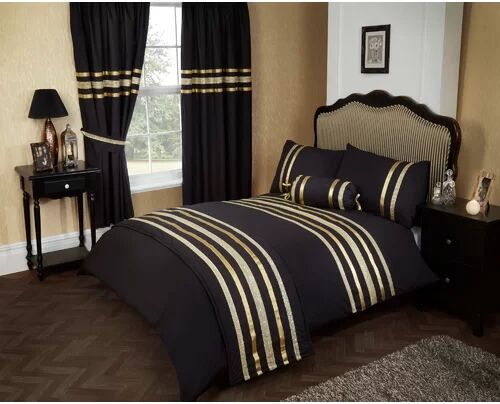 Canora Grey Fassbender Pencil Pleat Semi-Sheer Curtains Canora Grey Colour: White/Gold  - Size: