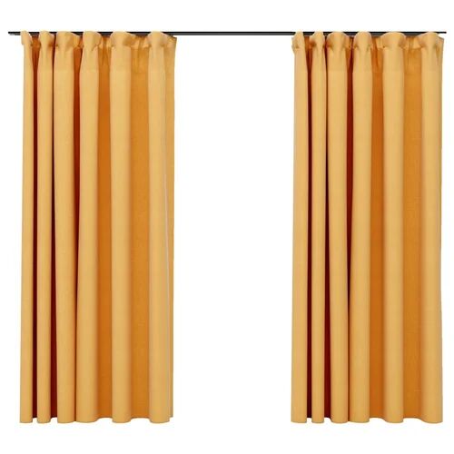 17 Stories Arnettie Linen Look Pencil Pleat Blackout Curtains 17 Stories Colour: Yellow 168 W x 229 D cm