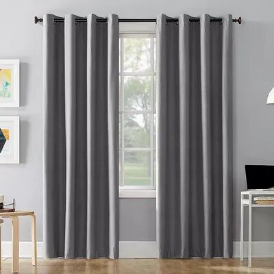 Sun Zero Cameron Thermal Insulated 100% Blackout Curtain Grommet Panel, Grey, 50X84