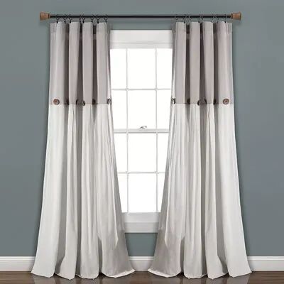 Lush Decor 2-pack Linen Button Window Curtain Set, Grey, 40X84