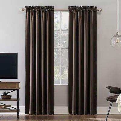 Sun Zero Blackout 1-Panel Norway Theater Grade Window Curtain, Brown, 52X84