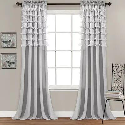 Lush Decor Avery Sheer Window Curtain Pair - 54'' x 84'', Light Grey, 54X84