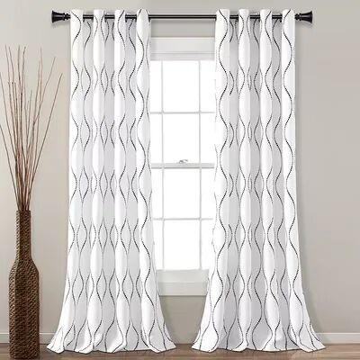 Lush Decor Swirl Pair of 2 Light Filtering Window Curtain Panels, White, 84X52