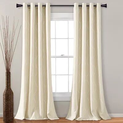 Lush Decor Swirl Pair of 2 Light Filtering Window Curtain Panels, White, 84X52