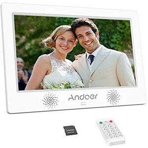 Andoer Cadres Photo Numériques, 10.1Pouce Cadre Numériques en Alliage d'aluminium 1024x600 HD LCD Haute résolution avec 8 GB Carte mémoire avec télécommande (10.1-Blanc) - Publicité