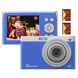 Andoer Appareil photo numérique portable 1080p 44 MP Mise au point automatique Écran IPS 2,5 pouces Zoom numérique 16x avec carte mémoire de 32 Go 2 piles pour enfants et adolescents Bleu - Publicité